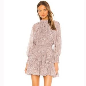 Revolve Cleobella Emma Smocked Ruffle Long Sleeve Mini Dress in Snake Size Large
